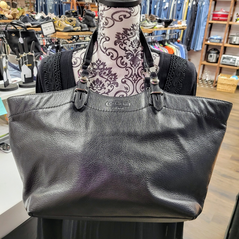 Coach Carly Black Leather Tote Bag
